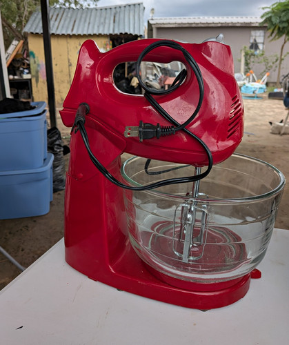 Red stand mixer clear glass - red,